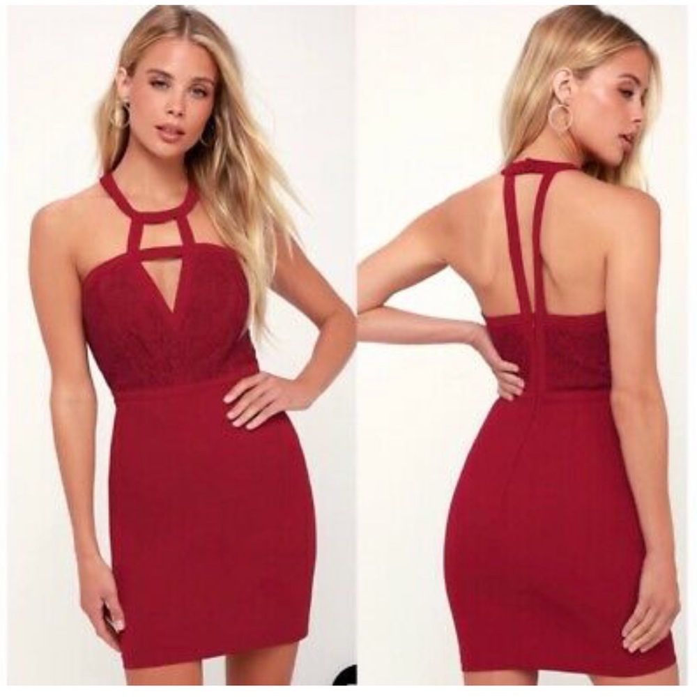 Lulu's Red Strappy Bodycon Dress Size XS NWT
